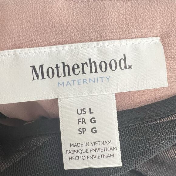 Motherhood Maternity Black Overlay Dress Size Large Polka Dot Party Stretch - Picture 6 of 10